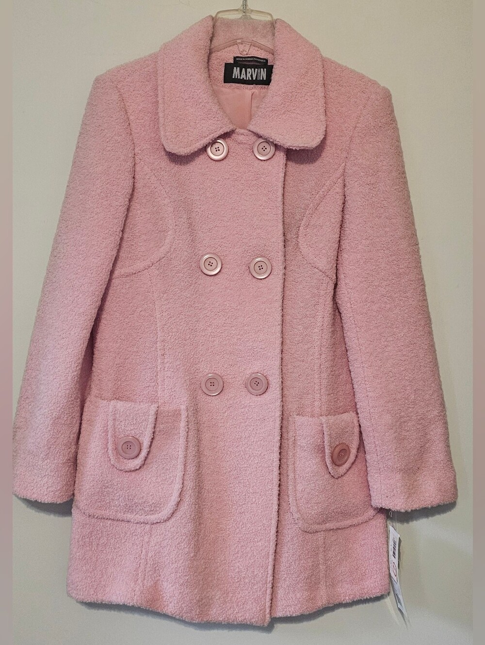 Vintage Marvin Richards Pink Wool Coat NWT Size Large